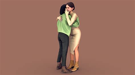 Girls Hugs 3d Model By Kanistra Cf8c1f4 Sketchfab