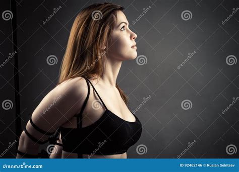 Attractive Slave Woman With Tied Rope Hands Stock Photo Image Of