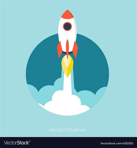 Flat Rocket Icon Startup Concept Project Vector Image