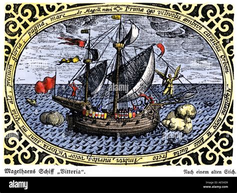 Schiff Victoria Von Magellan Expedition Die Die Erde 1519 Bis 1521