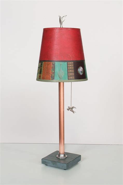 Cotulin table lamp,modern hollowed out small bedside lamp with metal base and of. Copper Table Lamp on Vermont Slate Base with Small Drum ...