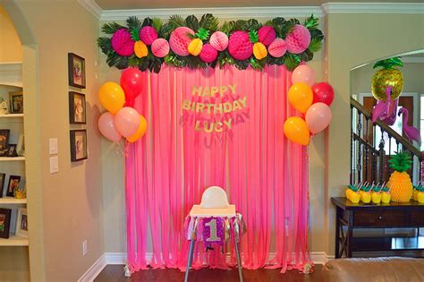 Digital printed 1st birthday backdrop for photography. A Pineapple Party for Lucy's 1st Birthday - Project Nursery