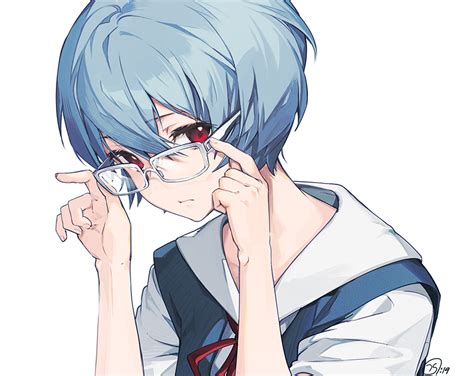 Safebooru 1girl Arms Up Ayanami Rei Bangs Blue Hair Bow Closed Mouth Commentary Request