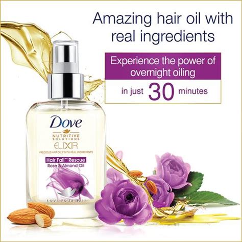Unlike other expensive hair oils, this one is quite light, smooth and gets absorbed easily. Buy Dove Elixir Hair Fall Rescue Rose Almond Hair Oil 90 ...