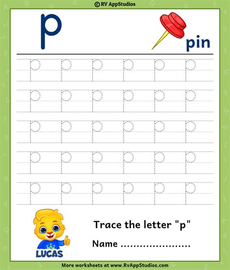 Trace Lowercase Letter P Worksheet For Free