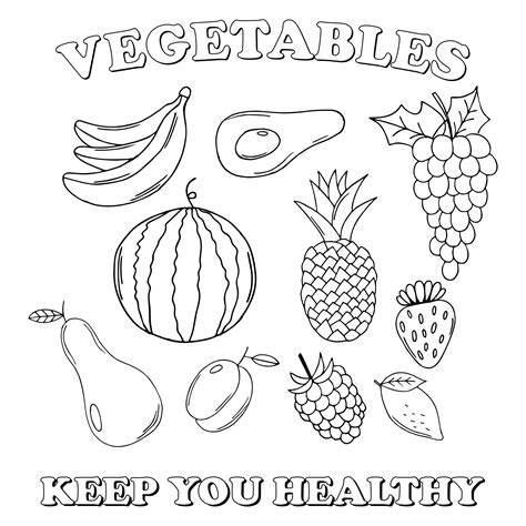 Healthy Vegetables Coloring Page Sheet Vegetable Coloring Pages