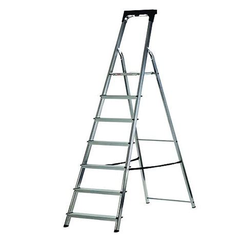 Abru Aluminium High Handrail 7 Tread Step Ladder Height 148m Silver