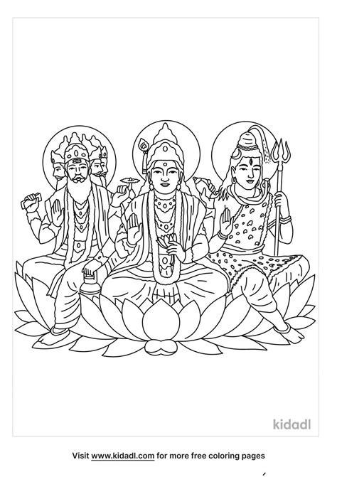 Free Shiva Brahma Vishnu Coloring Page Coloring Page Printables Kidadl
