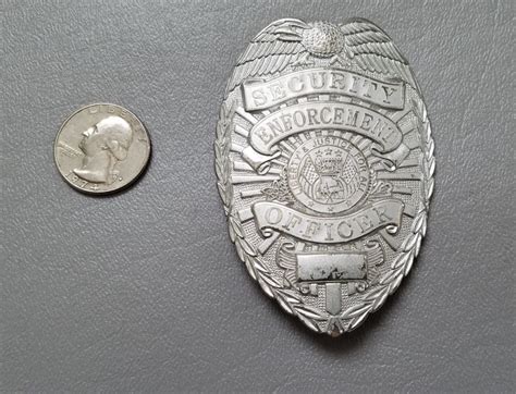 Security Enforcement Officer Badge Silver Metal Hangar 19 Prop Rentals
