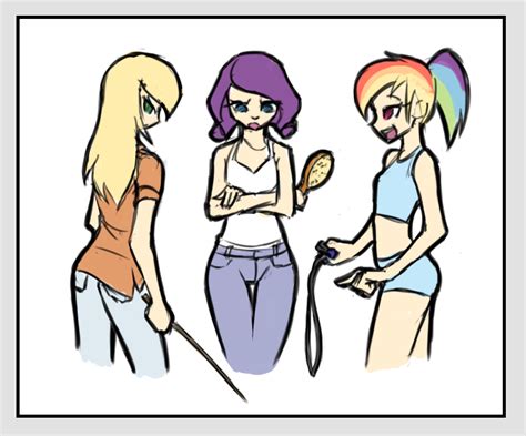 Safe Artist Spankinglover Applejack Rainbow Dash Rarity Human Equestria Girls