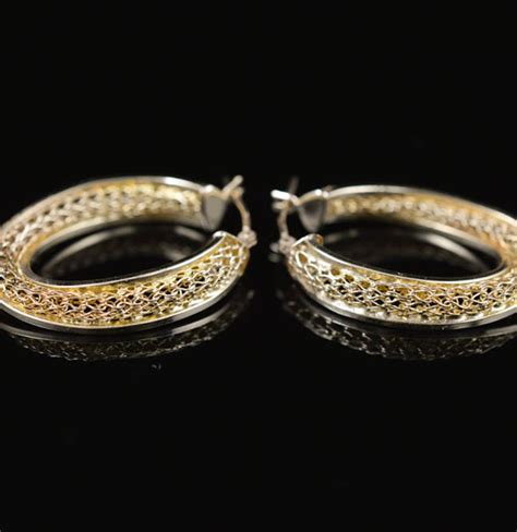 14k Gold Filigree Hoop Earrings Ebth