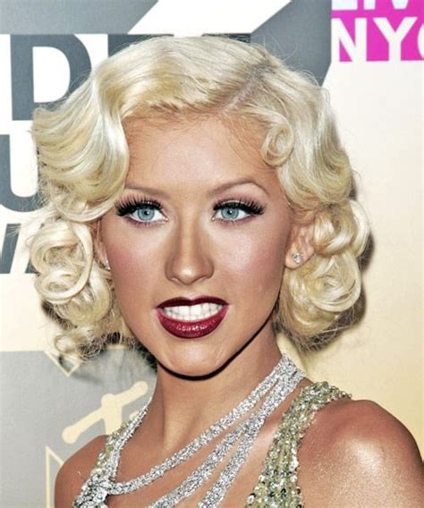Christina aguilera hair curly hair styles natural hair styles editorial hair lilac hair grunge hair hair day up hairstyles hair looks. Christina Aguilera Medium Wavy Light Platinum Blonde ...