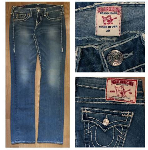 True Religion Billy Super T Thick Thread Womens Distressed Low Rise