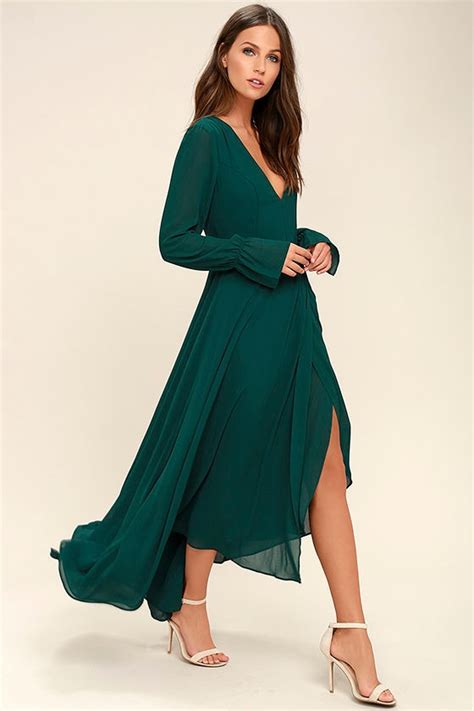 Stunning Forest Green Maxi Dress Backless Maxi Long Sleeve Maxi