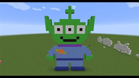 Minecraft Pixel Art Little Green Man Alien From Toy Story Youtube