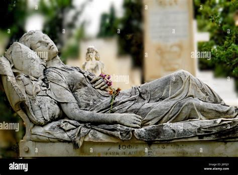 Reclining Woman Statue In A Cemetery Athens Greece Stock Photo Alamy