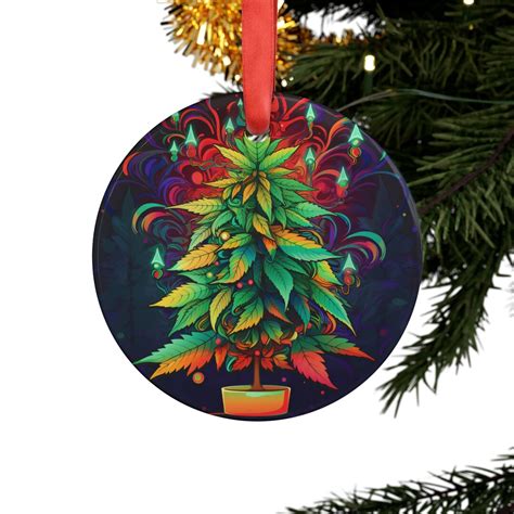 2023 Round Acrylic Personalized Cannabis Plant Christmas Tree Ornament