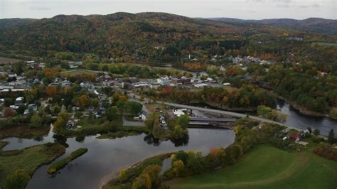 6k Stock Footage Aerial Video Flying Over Ammonoosuc River By Rural