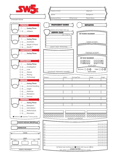 Dnd 5e Star Wars Character Sheet Role Playing Games Gaming