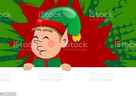 christmas elf holding blank empty sign stock illustration download image now adult