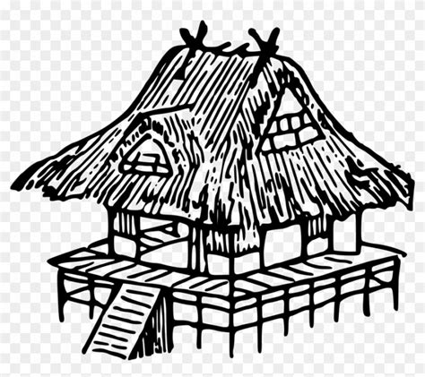 Drawing Japan Black And White Nipa Hut House Hut Clip Art Black And