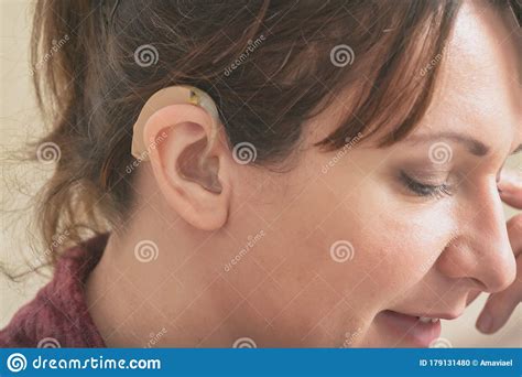 Deaf Woman Wearing Hearing Aid Stock Photo Image Of Female Audiology