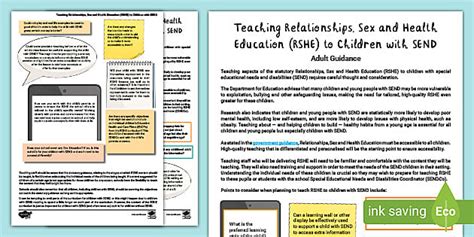 teaching relationships sex and health education rshe to pupils with send