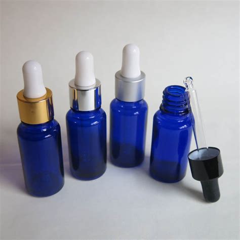 100 Pcs 15ml Blue Glass Bottle With Silver Gold Or Black Dropper Shaoxing Cospack Store