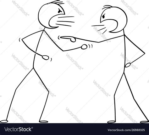 Cartoon Two Angry Men Arguing Or Fighting Vector Image