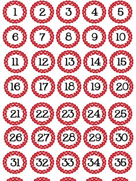 Small Circle Polka Dot Numbers Red 1 40