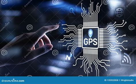 Gps Global Positioning System Tracking Map On Device Screen Stock