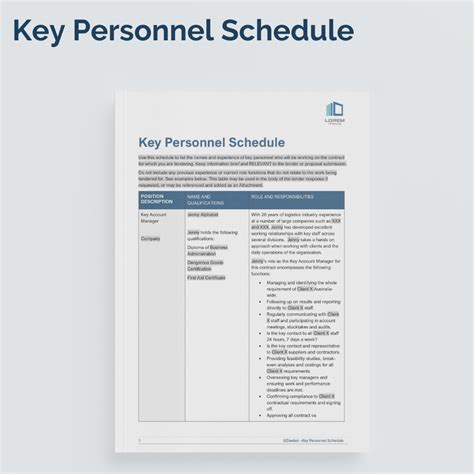 Key Personnel Schedule Template Dawtek