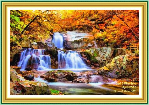 Forest Waterfall L A With Alt Decorative Ornate Printed Frame Digital
