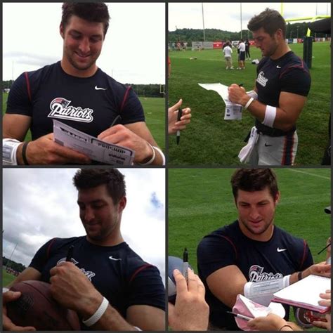 Tim Tebow At Patriots Training Campsigning Autographs And Acknowledging His Fans Timtebow