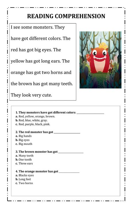 Reading Comprehension Interactive Worksheet Free Reading