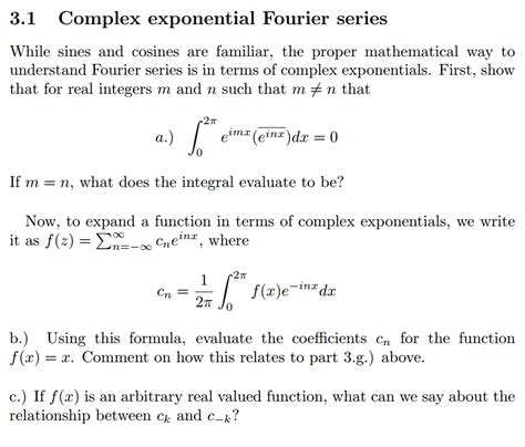 Complex Exponential Fourier Series While Sines And Chegg Com