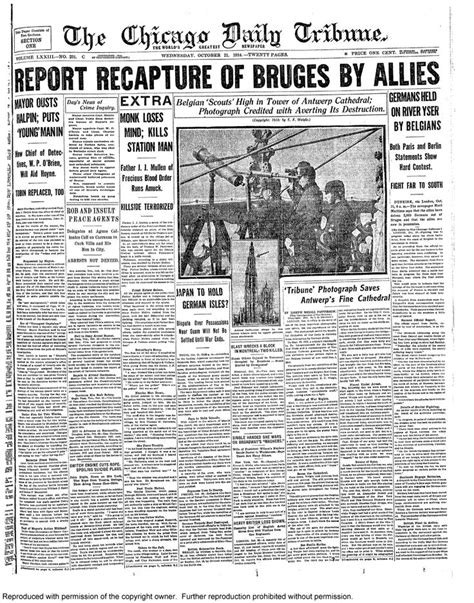 Oct 21 1914 Historical Newspaper Chicago Tribune Chicago