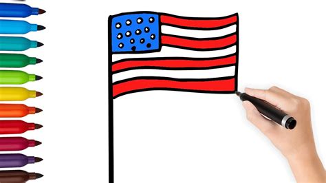 How To Draw Usa Flag Usa Flag Drawing Easy How To Draw American
