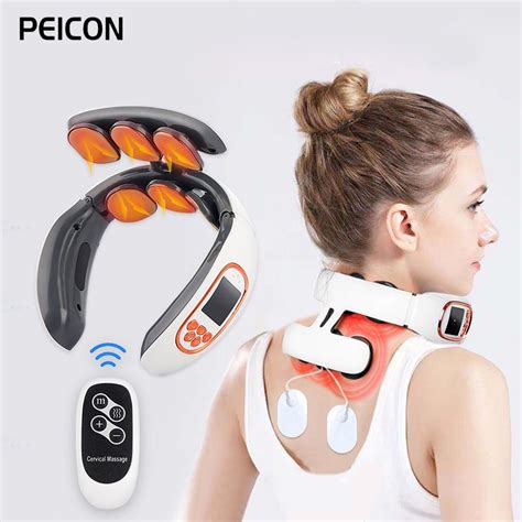 6 Heads Electric Neck And Back Pulse Massager With Heat Pain Relief Relaxation Tens Cervical
