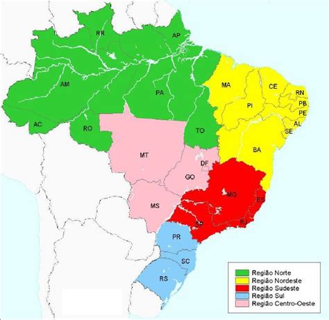 Divisão Territorial Do Brasil Regiões Estados Mesorregiões