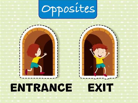 Opposite Wordcard For Entrance And Exit 299263 Vector Art At Vecteezy