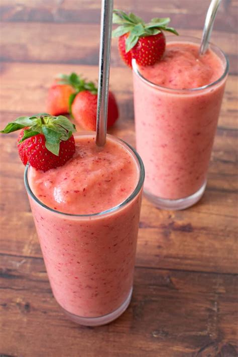 Strawberry Peach Smoothie 3 Ingredient Recipe Hint Of Healthy