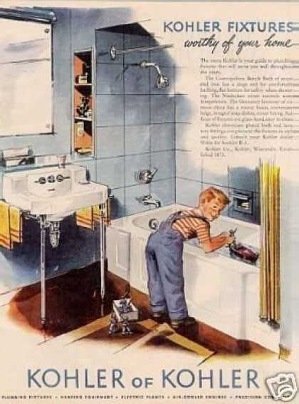 Plumbing originated during ancient civilizations, as they developed public baths and needed to provide potable water and wastewater removal for larger numbers of people. Kohler of Kohler (1952) | Vintage plumbing fixtures ...