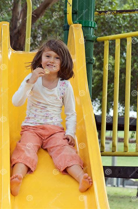 Girl On The Slide Stock Image Image Of Yellow Child 18698027