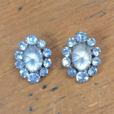 Reserved For Laura Sparkly Light Blue Clip On Earrings Etsy Etsy