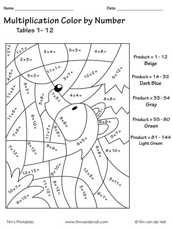 Top 10 multiplication coloring sheets: Freebie! Wolf Multiplication Color by Number Worksheet ...