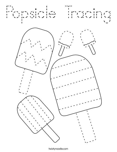 Popsicle Tracing Coloring Page Tracing Twisty Noodle