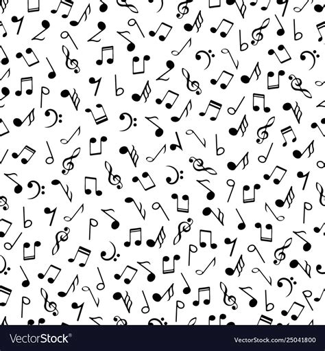Music Notes Black And White Seamless Pattern Vector Image
