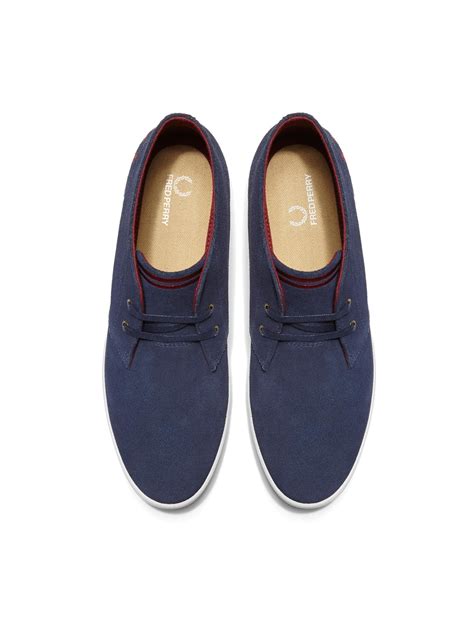Fred Perry Byron Mid Suede In Carbon Blue Dapper Street