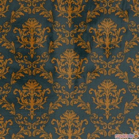 Cosmo Oxford Laminate Fabric In Dark Green With Damask Pattern Modes4u